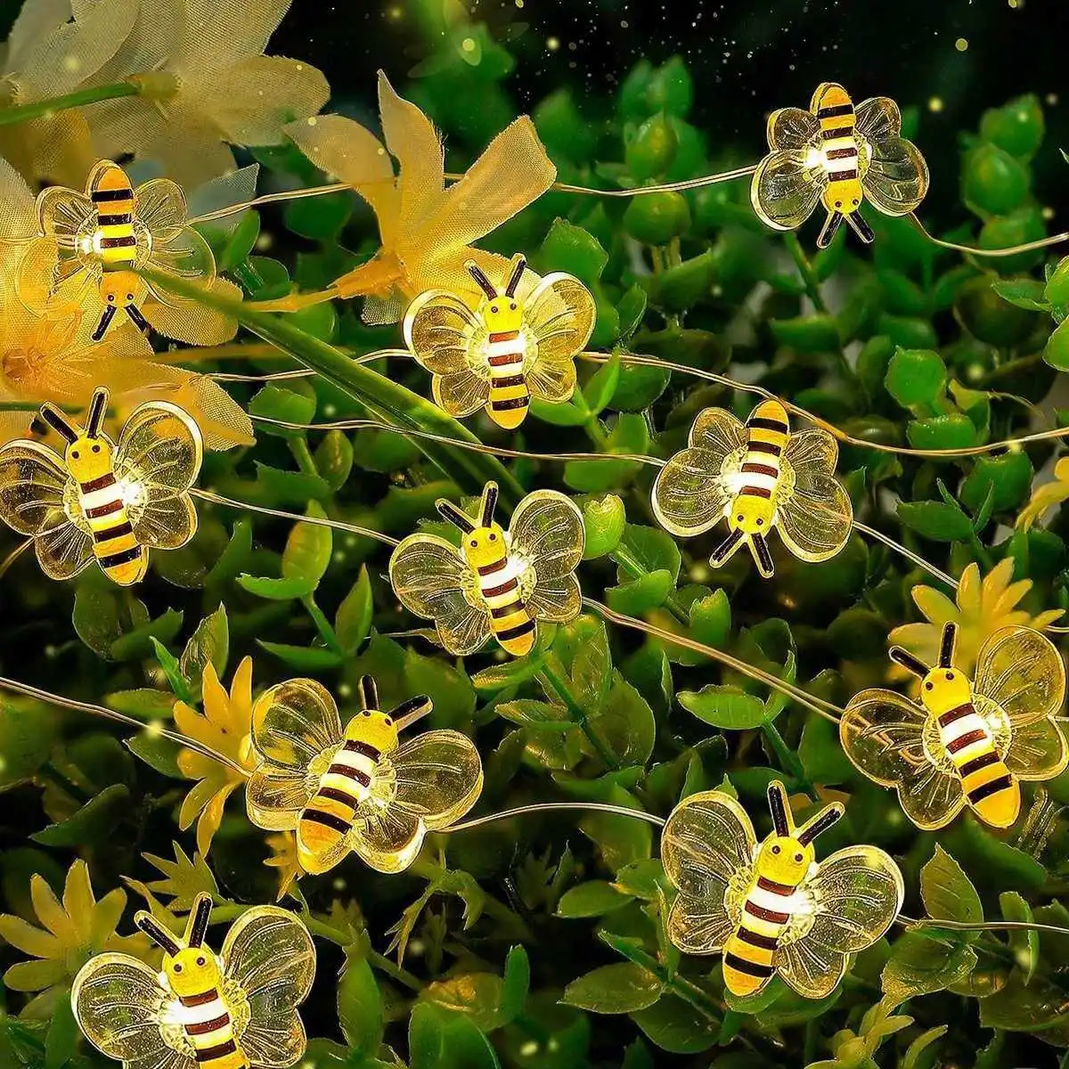 Bee-Themed Battery Operated String Lights for Indoor and Outdoor Decoration