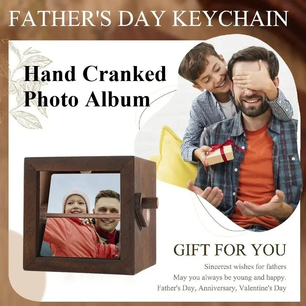 Wooden Hand Cranked Photo Album with Night Light