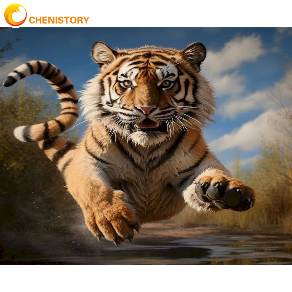

CHENISTORY Diamond Painting Tiger Full Round Drill Diamond Embroidery Animal Mosaic 5D Diy Art Diamond Home Decoration New