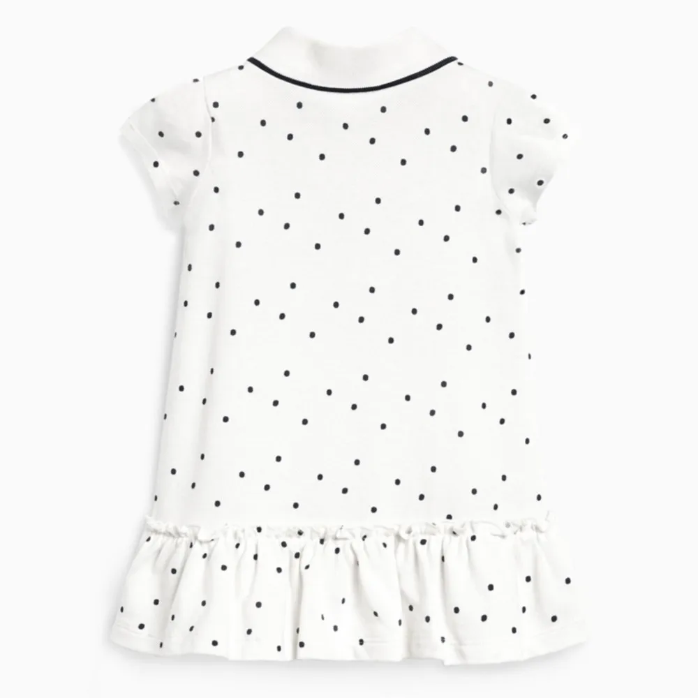 Girls Polo Dresses Summer Casual Children's Dresses Turn-down Collar Unicorn Dot Black Kids White Dress Back to School