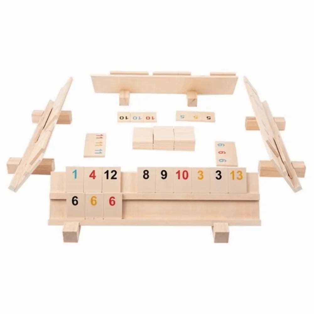 106Pcs Wooden Rummikub Game Portable Case 106 Tiles Rummy Tiles Travel Set Rummy Cube Game Parent-Child Interactive