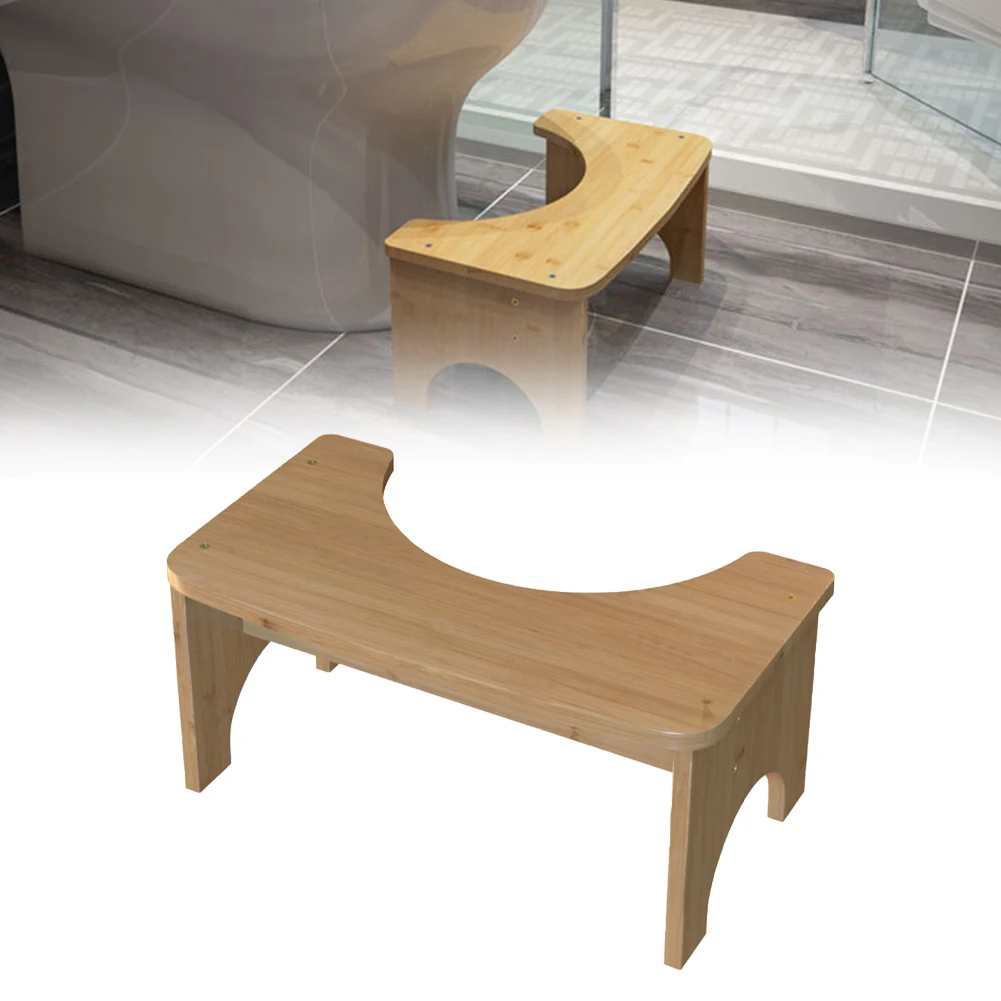 For Pooping Wear Resistant Comfortable Heavy Duty Children Adult Bamboo Toilet Stool C Shape Furniture Non-Slip Practical