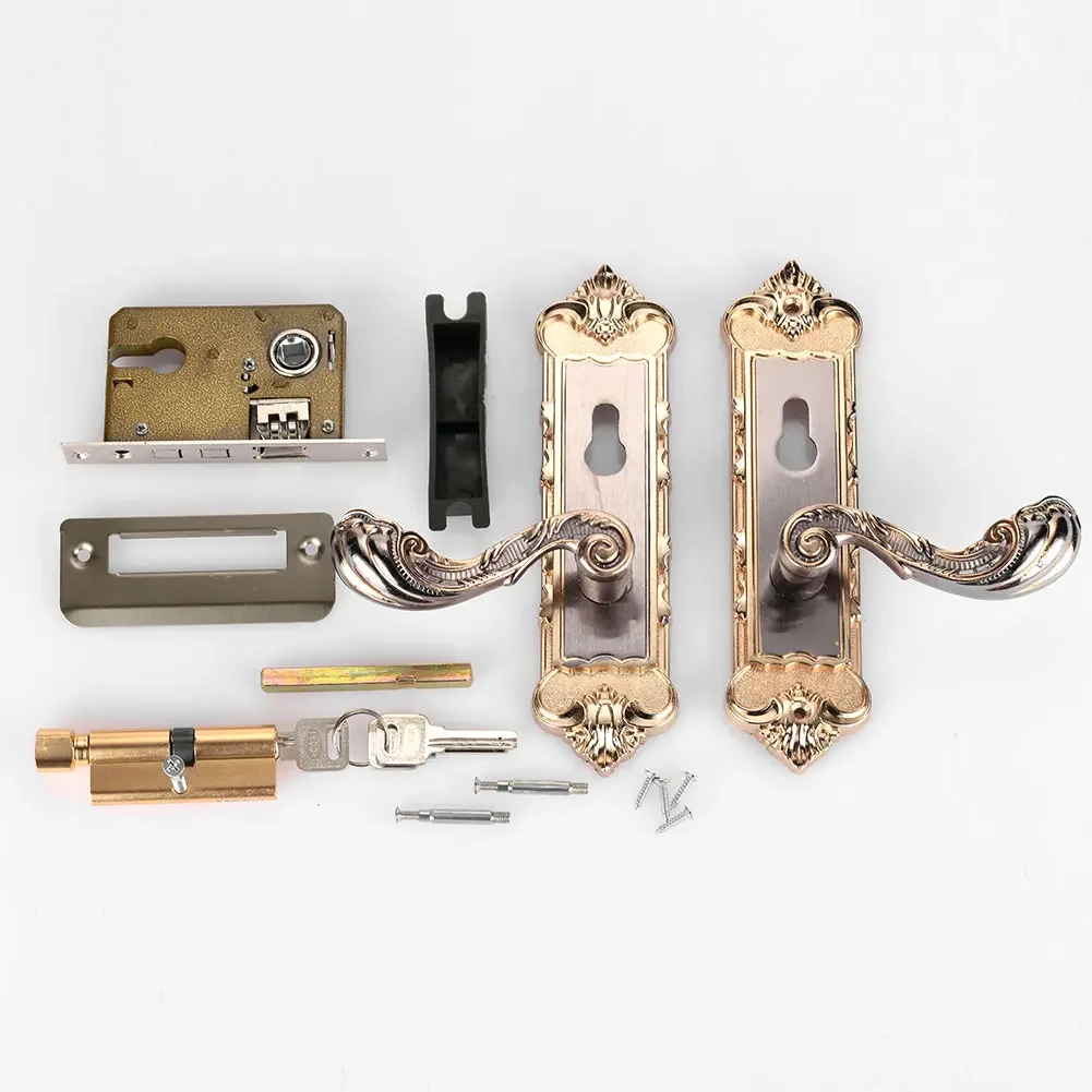 Description Picture 6 of item4 Vintage Door Handle Locks for Wood Doors - Silent Locking Mechanism for Home Security - Interior Lock Set with Door Hardware