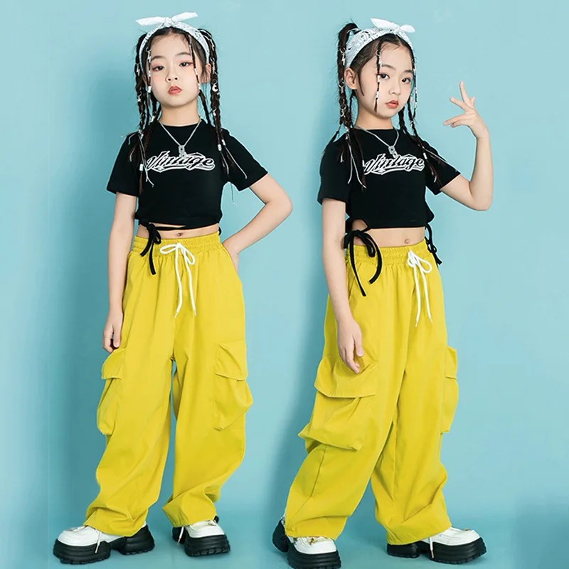 

Fashion Kids Hip Hop Dancing Clothes Stage Outfits Ballroom Costumes for Girls Jazz Dancewear Street Dance Wear T Shirt Jogger