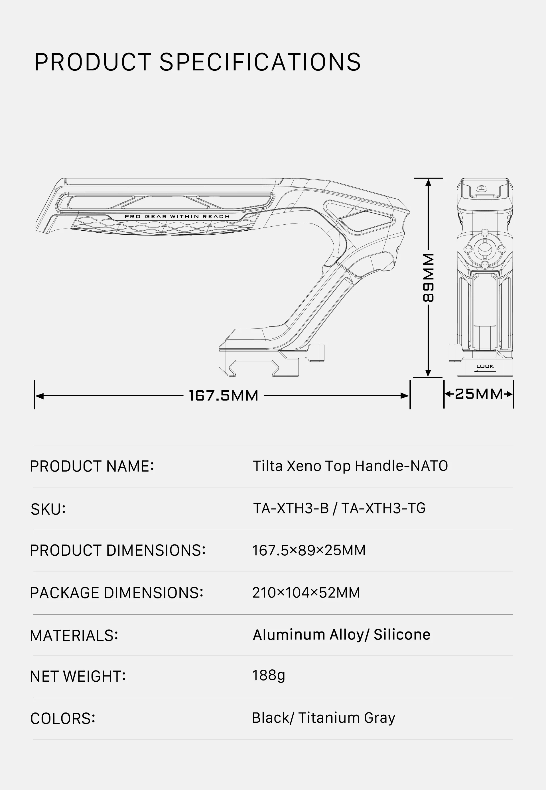 TILTA Xeno Top Handle TA-XTH Cold Shoe Zubehör mit 1/4'-20 Positionierstiften NATO für Sony FX3 FX30 FX5 Canon Nikon Fujifilm Cage – Detail 12