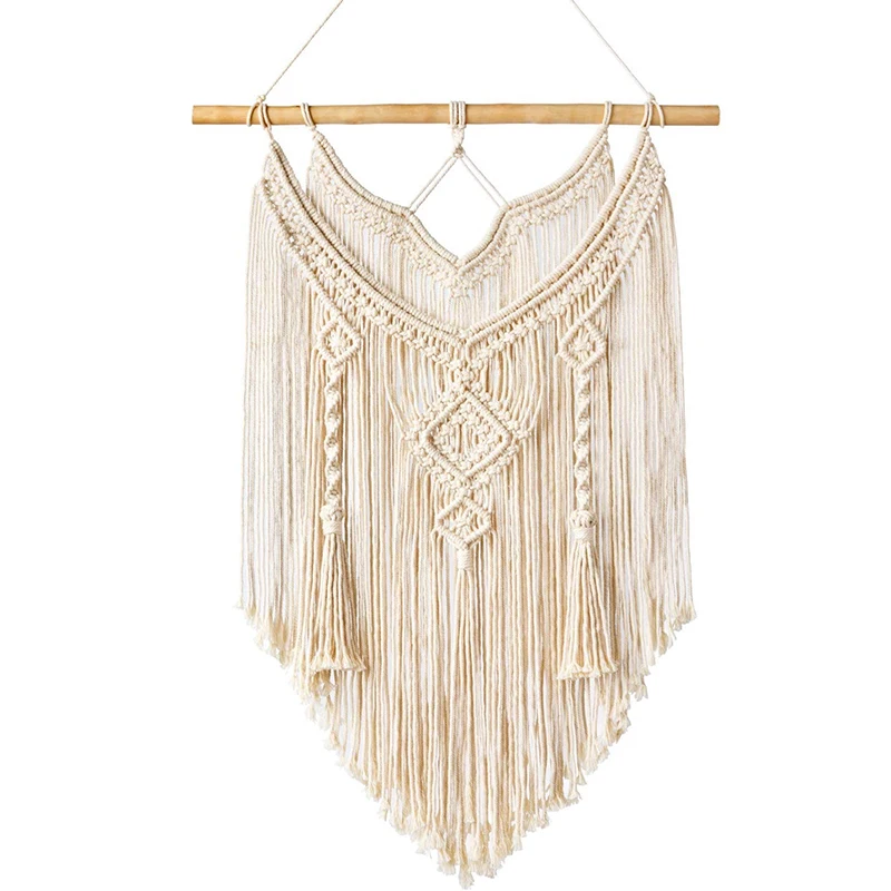 

Bohemian Cotton Woven Tapestry Macrame Wall Hanging Nordic Geometric Art Tassel Simple Style for Home Decor Bedroom Decoration