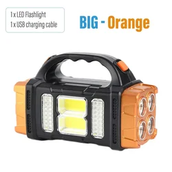 Solar Rechargeable High-Power LED Waterproof Camping Torch (Big-Orange)