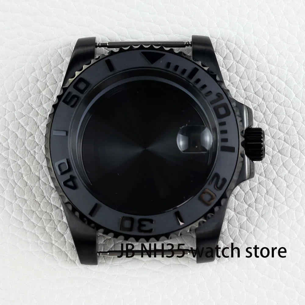 Watch Screen Protector Case Watch Case Watch Protective Case Watch Cover Watch Protective Cover TPU Protective Case Bumper Protective Case 40mm Black Yacht Design Style Case with Sapphire Crystal Waterproof for NH35 Nh36 Nh34 Automatic Movement 28.5mm Dial