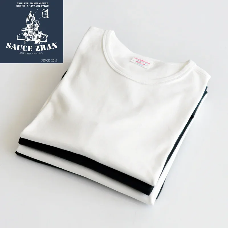 SauceZhan Tops & Tees Men's T-shirt Short Sleeve  Anti-Deformation Anti-Shrink Double-woven fabric Cotton Soft O-Neck 2