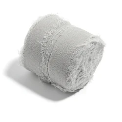 Luxurious 5 - Meter Roll of Chiffon Silk Ribbon with Frayed Edges for Elegant Gift Wrapping and Event Decor (Light gray)