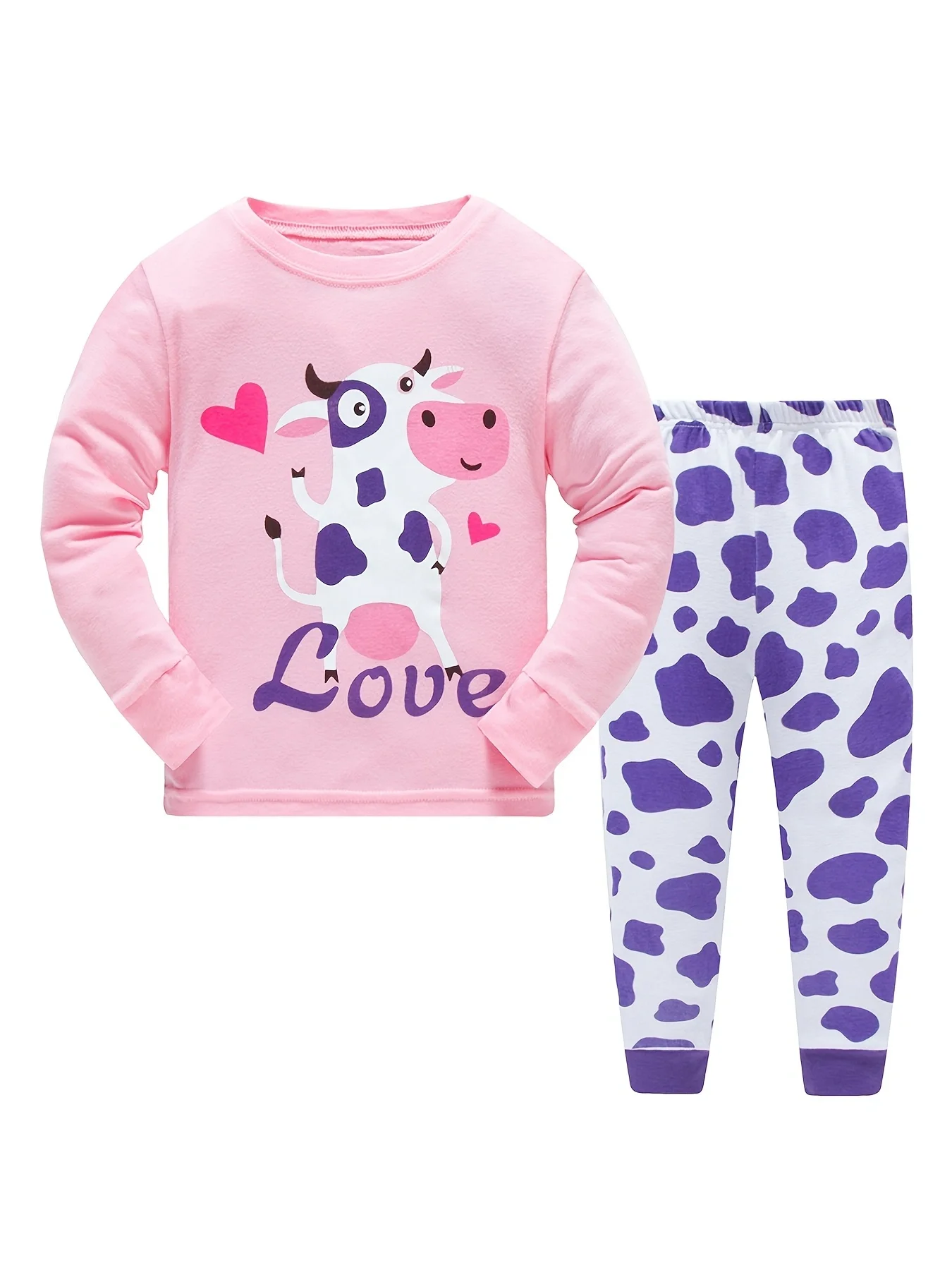 Girls' Cows Printed Pajamas Set,2-Piece Homewear 3 Girls' Cows Printed Pajamas Set,2-Piece Homewear - Image 3