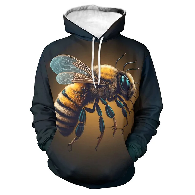thumbnail image 1 of Sudadera con capucha con estampado de abejas en forma de panal para hombre, remeras con estampado de abejas en 3D, novedad en sudaderas con capucha, ropa de mujer, moda Harajuku y2k, 1 of 5