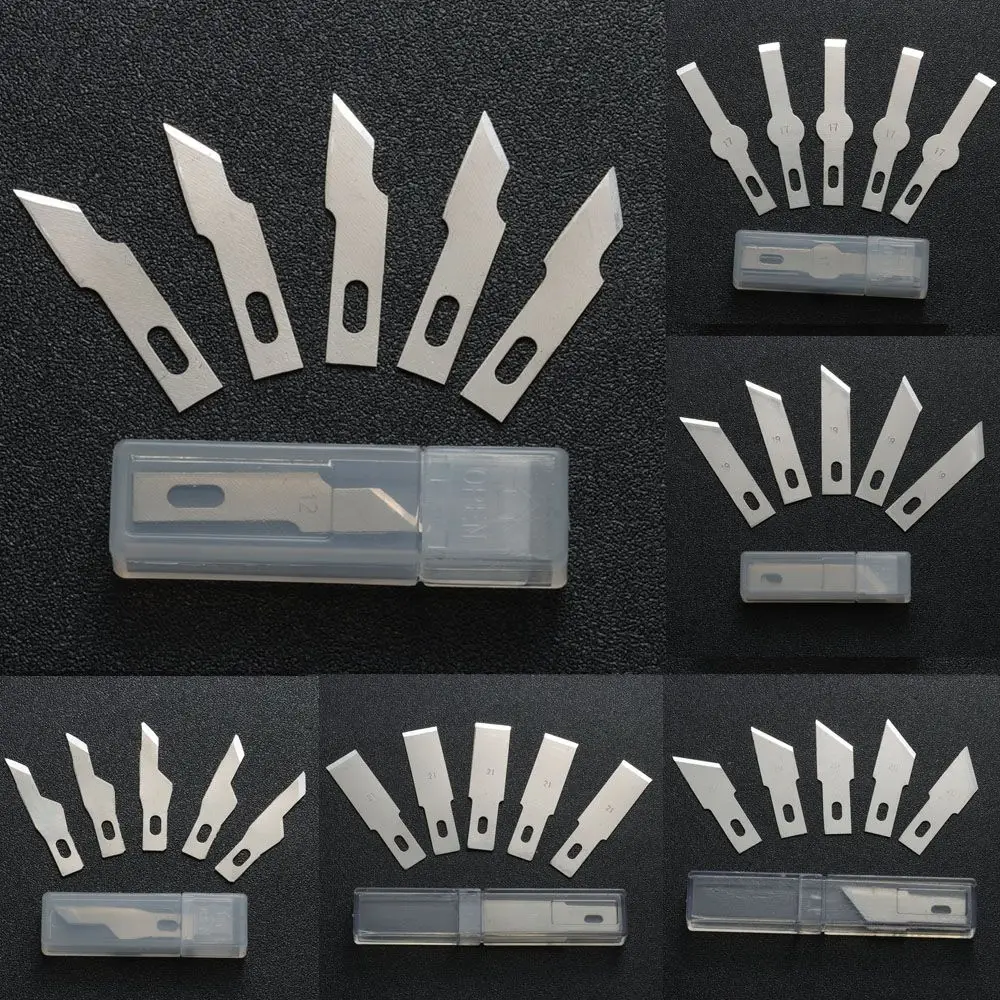10pcs Blades Cutter Craft Knives Non-Slip Metal Scalpel Knife Parts Engraving for Mobile Phone PCB Repair Hand Tools