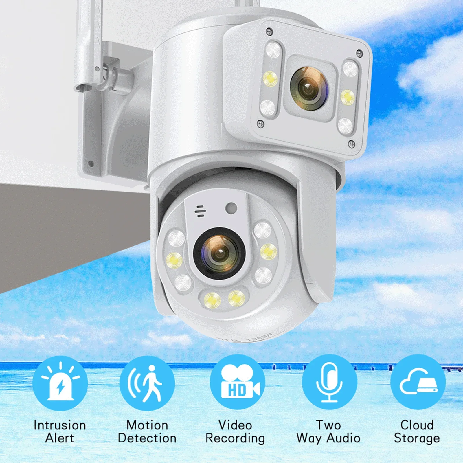 

8MP 4K HD WiFi Camera Outdoor 8x Zoom Dual Lens Dual Screen PTZ IP Camera Auto Tracking CCTV Surveillance 4MP Home Security Cam