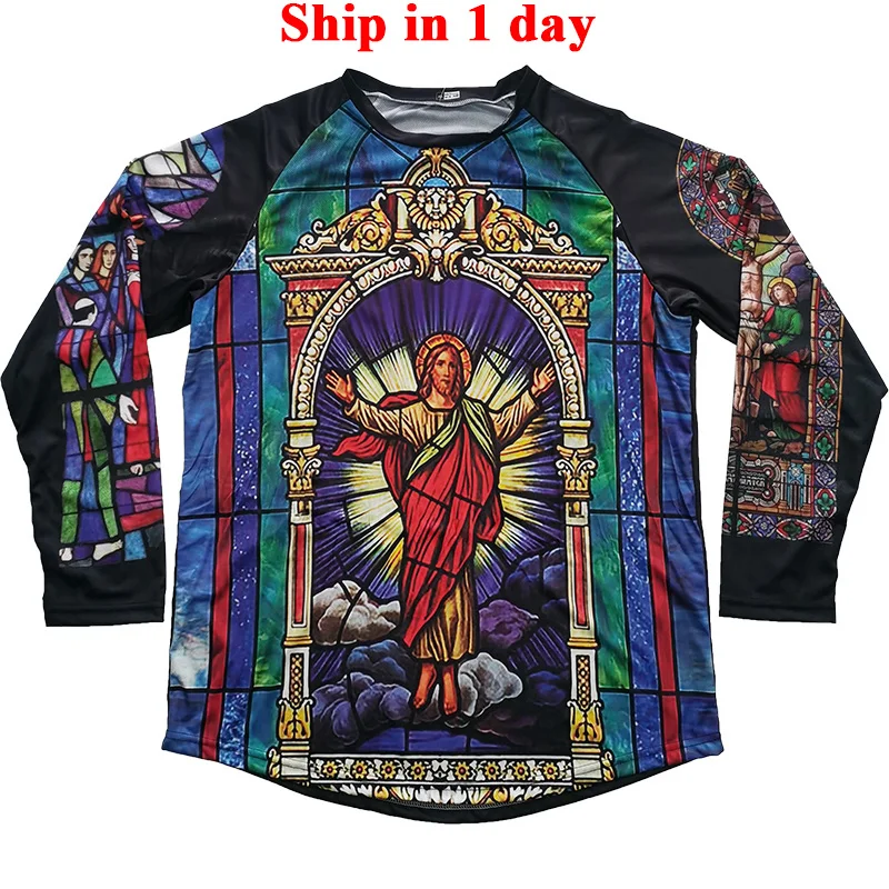 

Mx Long Sleeve Jersey Church Motocross Downhill Jesus Shirt Mountain Bike MTB Offroad DH Sports Wear Breathable Bicycle Race Top