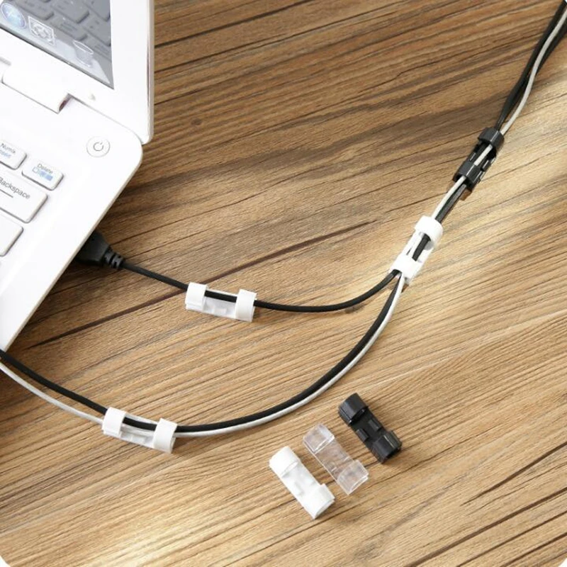 20pcs/set Cord Cable Winder Charging Line Cable Organizer Wire Fixing Clips Storage Support Holder Clips Accessories