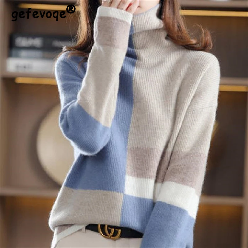 Sweat Aerie Femme à Poches - Bleu - Taille M - Faux Col Roulé Et Gros Boutons