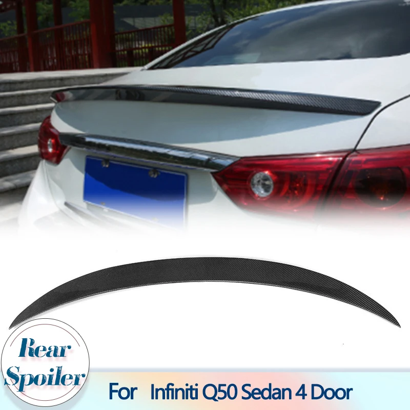 

Спойлер заднего багажника, крыла для Infiniti Q50 Седан 4 двери Спорт стандарт 2014 - 2019 углеродное волокно автомобильный спойлер крыло FRP черный