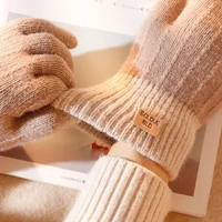 Women Men Warm  Screen Gloves Stretch Knit Mittens Wool Full Finger Guantes Female Crochet Glove - Image 5