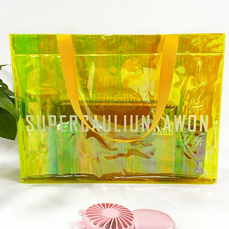 Clear Transparent Tote Bags For Students Large Capacity Transparent Tote Bags For Girls With Handles Portable Shopping Handbags