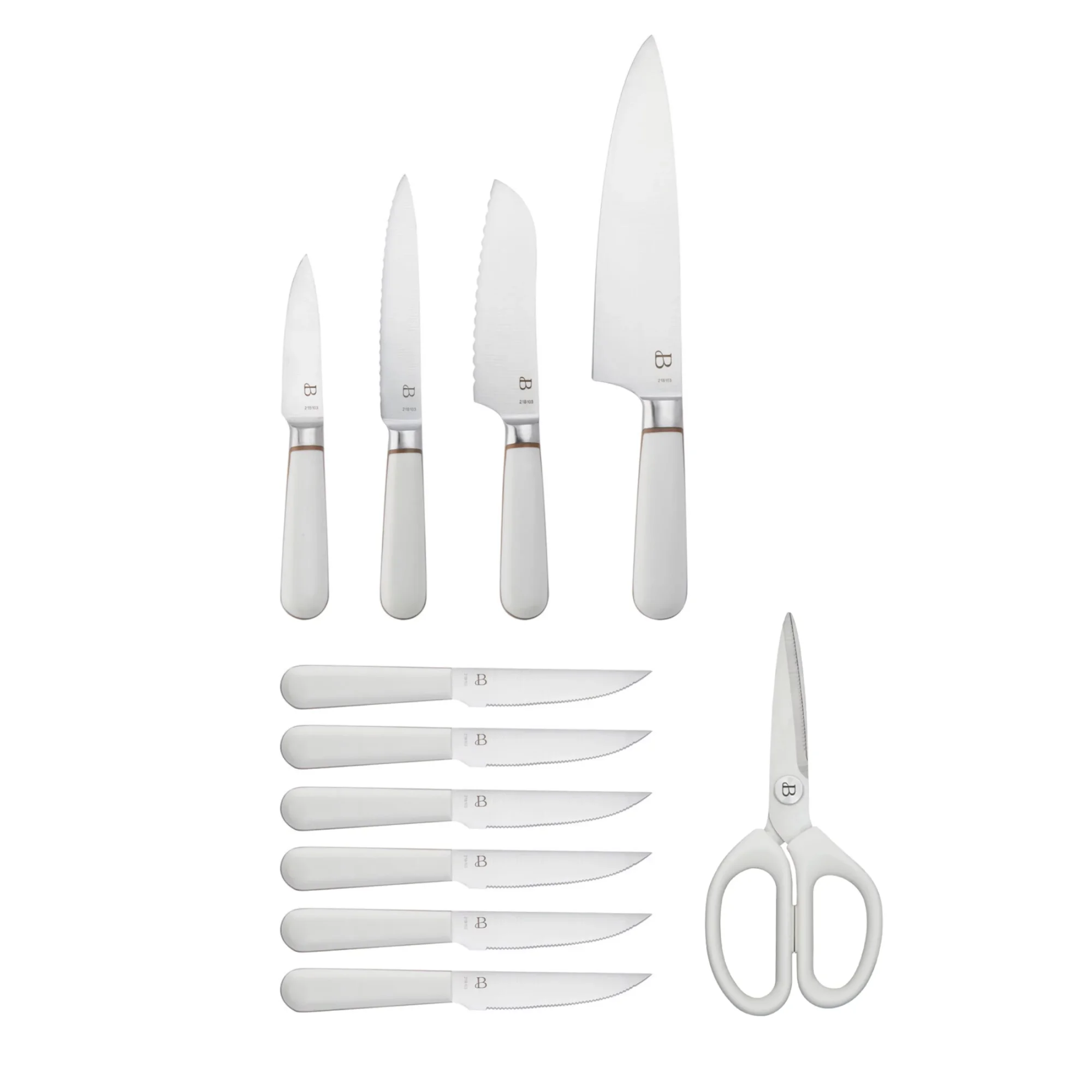 12 Piece Knife Block Set with Soft-Grip Ergonomic Handles White and Gold by Drew  Barrymore - AliExpress