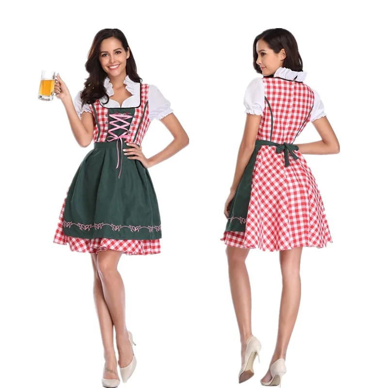

Woman Oktoberfest Costume for Bavarian Traditional German Beer Outfit Cosplay Halloween Carnival Festival Party Maid Dress