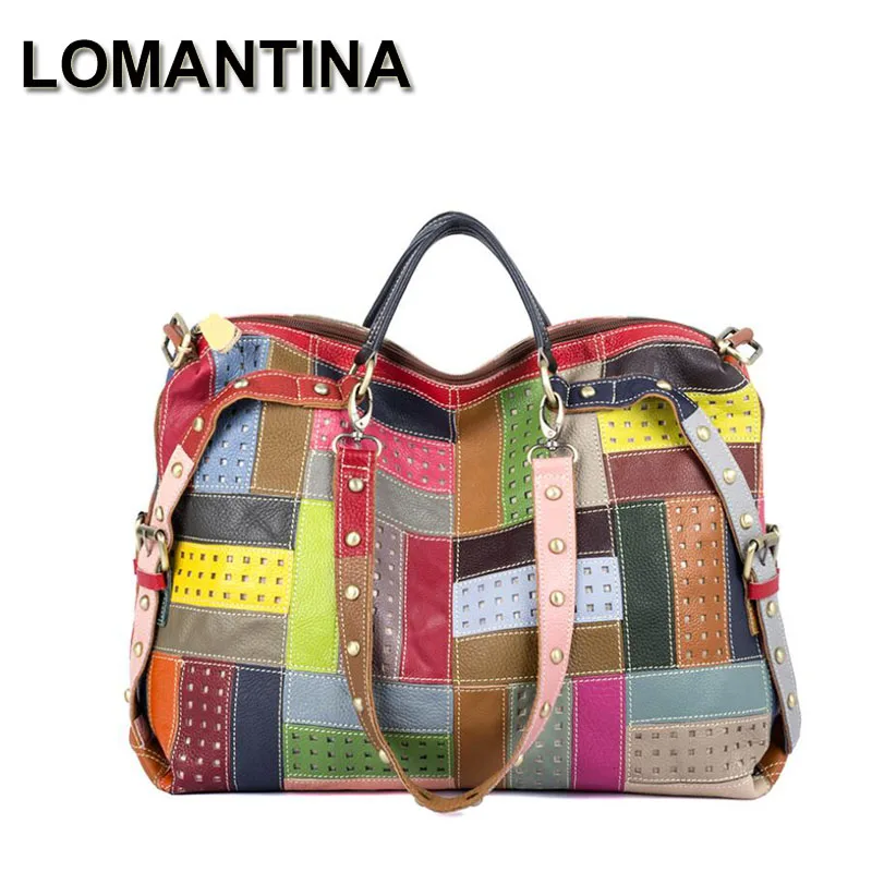 lomantina-genuine-leather-women's-high-quality-casual-design-colorful-handbag-shoulder-bag-ladies-color-block-tote-large-purse