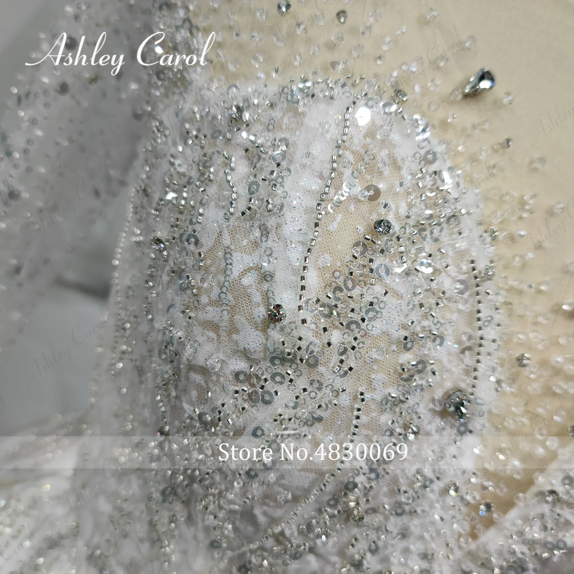 Ashley Carol Long Sleeve Wedding Dress Real photos 2023 Shining Beading Lace Up Invisible Neckline Wedding Gown Vestido De Novia 5