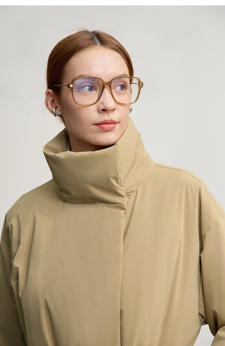 Amii Down Coats 2025 Winter New Solid Color Loose Long Women's Outerwear With Belt High Neck Thicken Warm Down Jacket 12544184