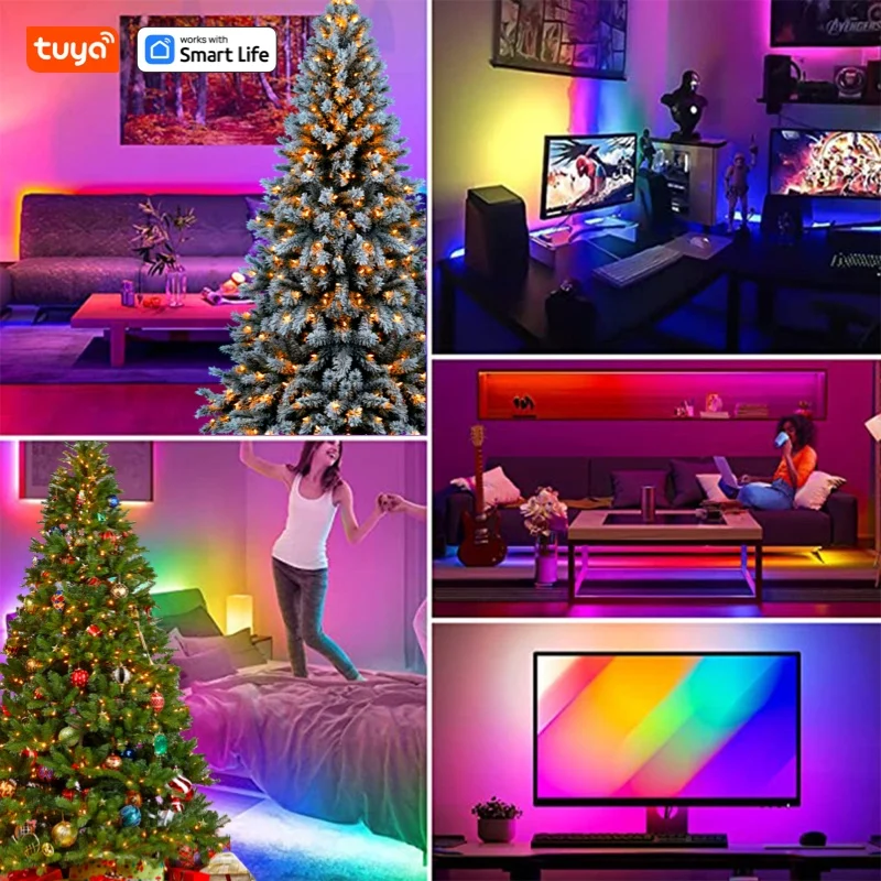 Tuya Smart RGB + IC LED Strip Lights, APP, Music Sync, Decorações para o Natal e Halloween 6