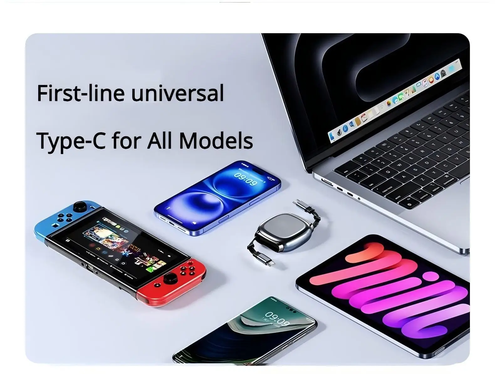 240W 1m 접이식 PD 케이블, 노트북, 아이폰 17, 화웨이 푸라, 삼성 폰용 타입-C 고속 충전 케이블