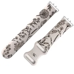 Floral Engraved Silicone Strap for Smartwatch - Elegant Design Wristband Bracelet (StarB)