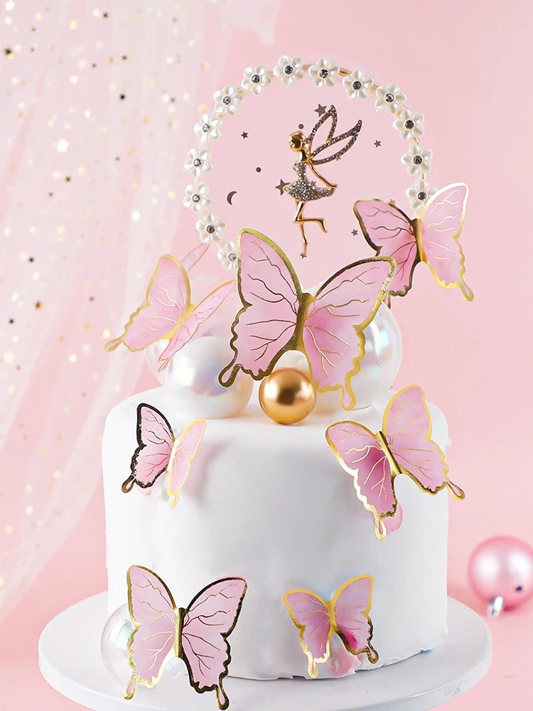 Gold Pink Butterfly Cake Toppers For Festive Supplies, Wedding, Birthday  Party Butterfly Wall Decor And Princess Girl Desserts From Huangyugan,  $6.37