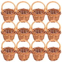 12 Pcs Mini Woven Basket Rattan Handmade Baskets Small Storage Home Decor Flower Baskets Photo Props Weaving Containers 2