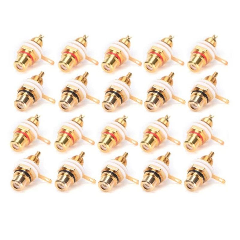 

100Pcs Gold Plated RCA Terminal Jack Plug Female Socket Chassis Panel Connector For Amplifier Speaker