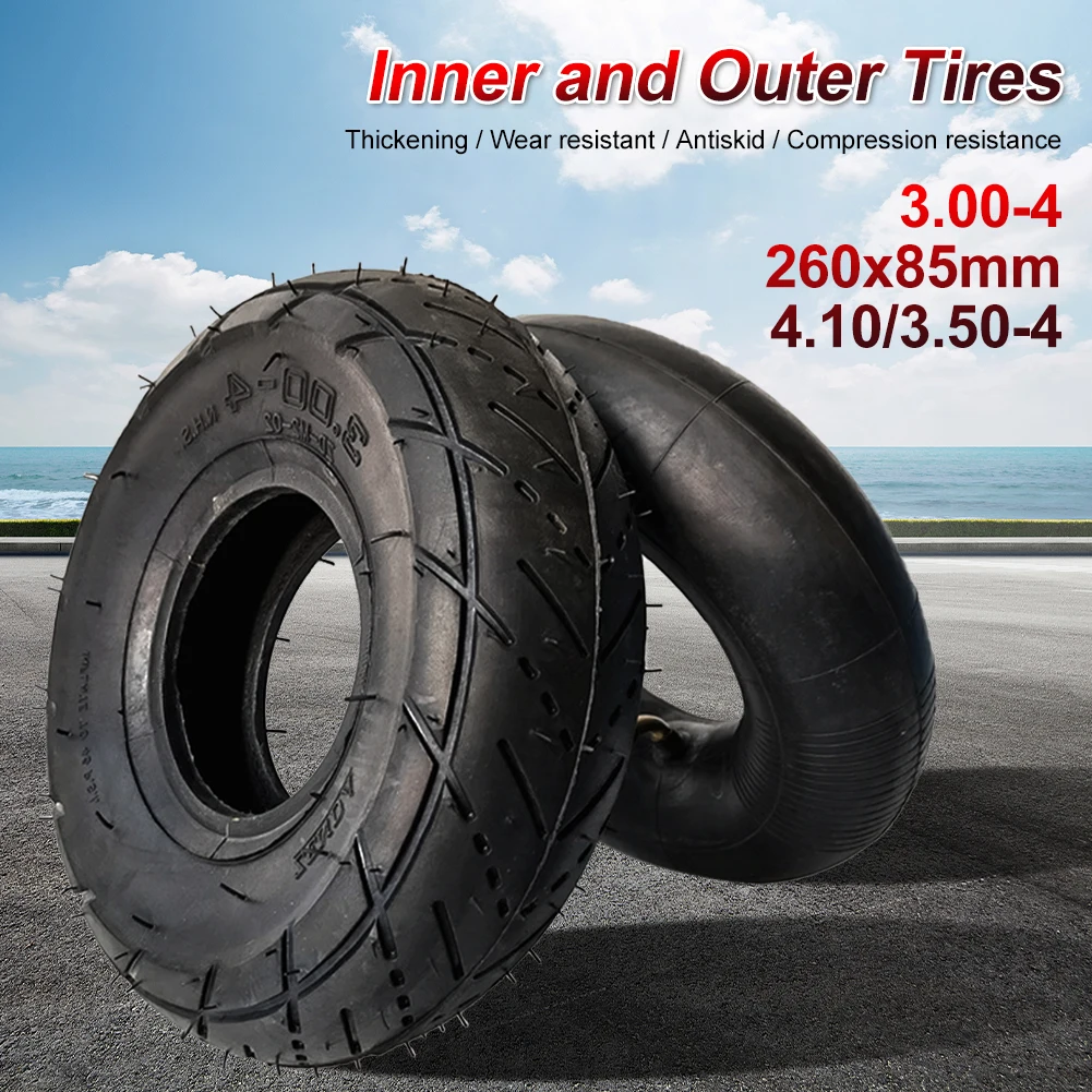 

4.10/3.50-4 Inner Tube Outer Tire Electric Scooter 10 Inch Tire Replacement Thickened Rubber 260x85mm/ 3.00-4 Inner Outer Tires