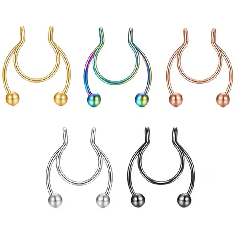

1PC Stainless Steel U Shape Nose Clip Fake Septum Piercing Punk Non Piercing Nose Rings on Hip Hop Fashion Jewelry Gift