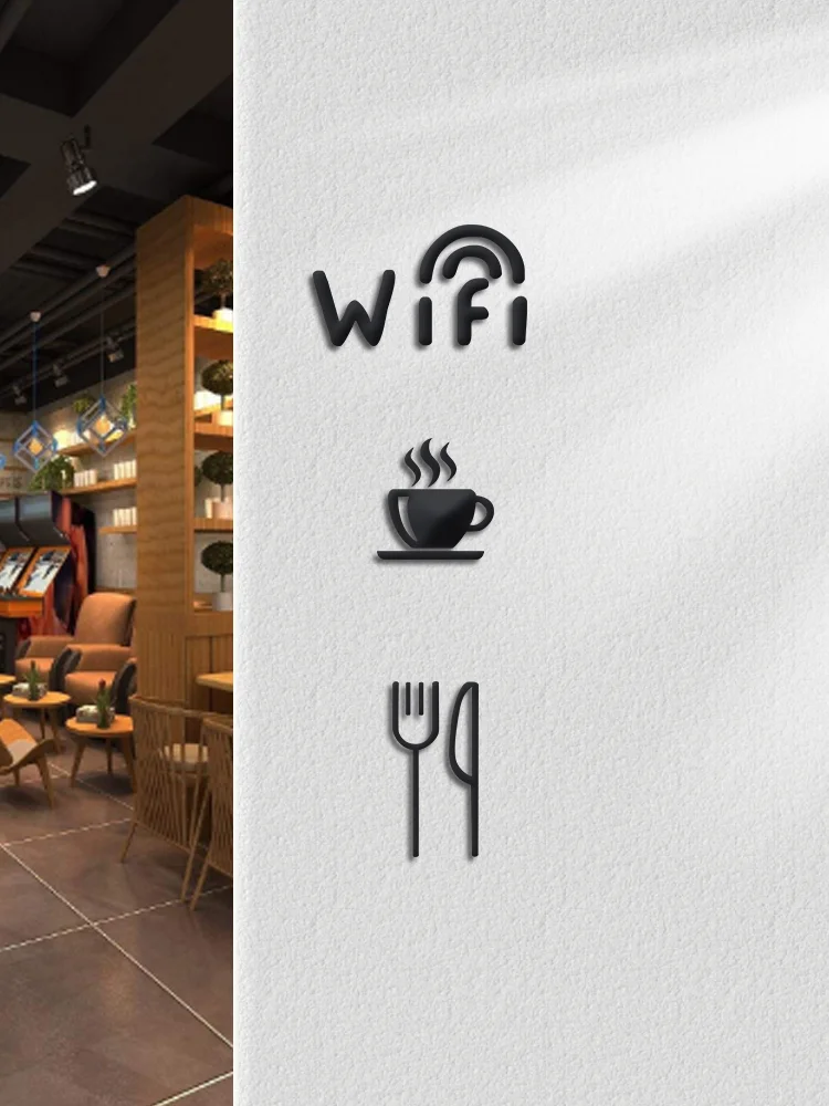 Description Picture 6 of itemDoor Plates WIFI Sign No Smoking Warning Reminders Indicator Plaque Monitoring Acrylic Signs Plate Cafe B&B Monitoring Signage