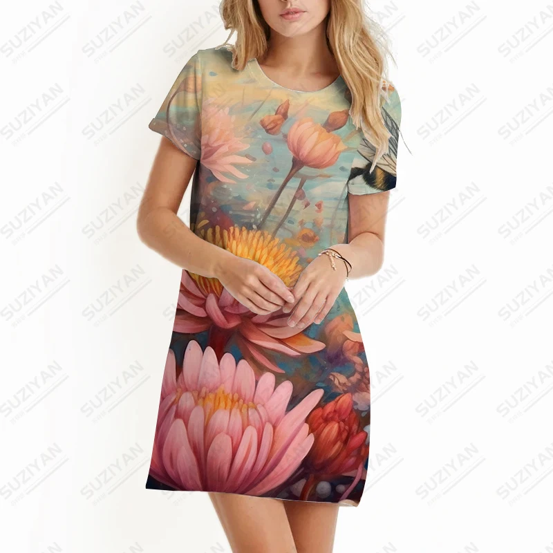 

Женское летнее платье с пчелами, Повседневное платье для отпуска с 3D принтом, модное универсальное платье, новинка 2023