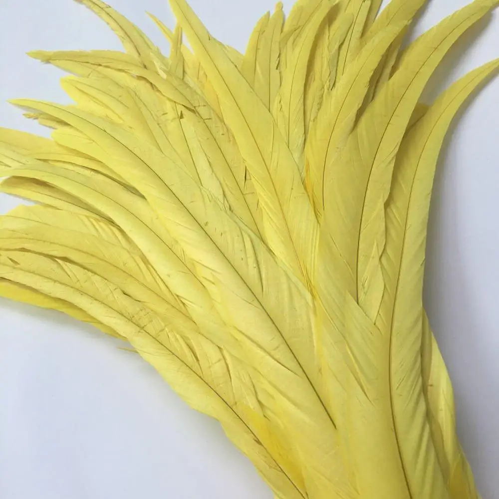 

100Pcs Yellow Rooster Chicken Tail Feathers Plumes 35-40CM 14-16" DIY Dyed Cock Tails Clothing Accessories Jewelry Performance