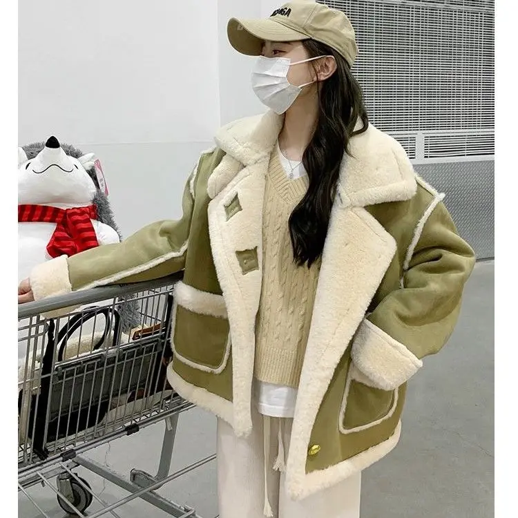 Popular Lamb Wool Coat for Women's 2023 Winter New Small Thickened Short Fur One Piece Coat Winter Jacket Women