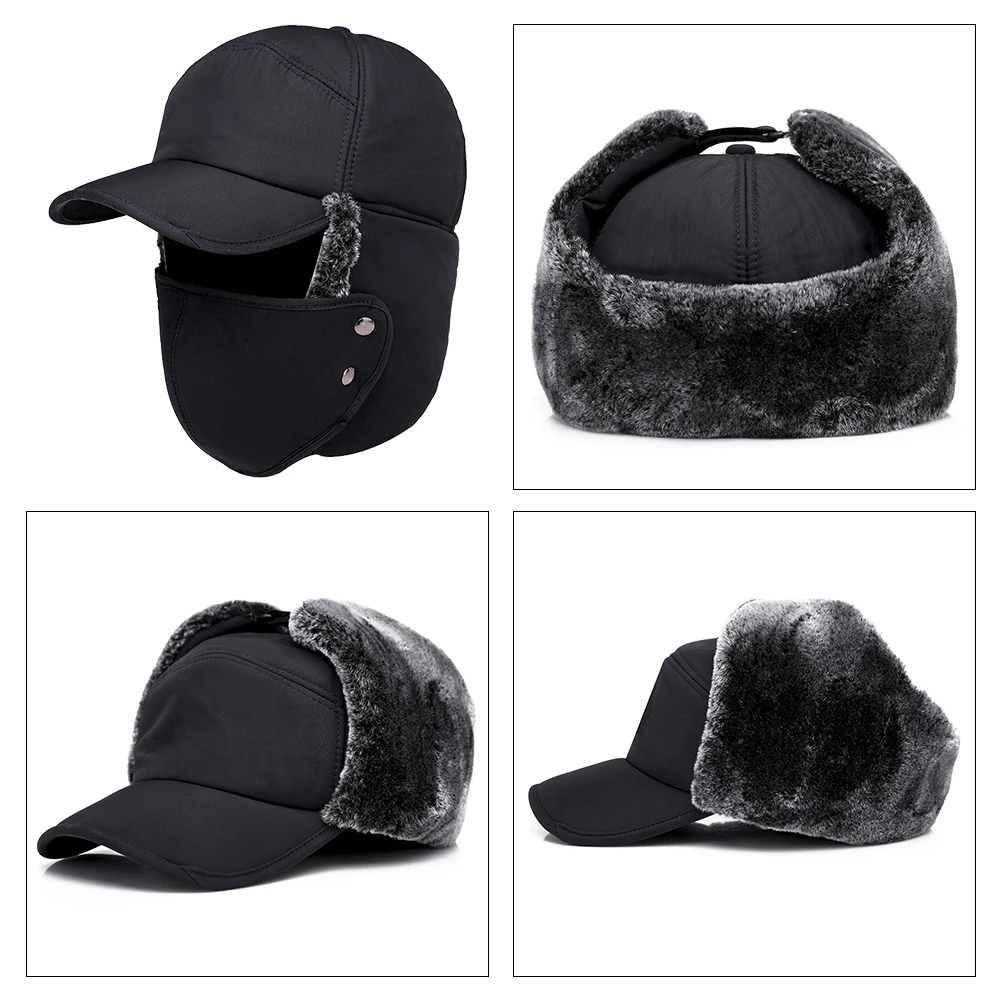 Winter Men Outdoor Ear Protection Soft Face Mask Ski Cap Male Fashion Windproof Hat Outdoor Men Winter Earflap for Skiing Riding