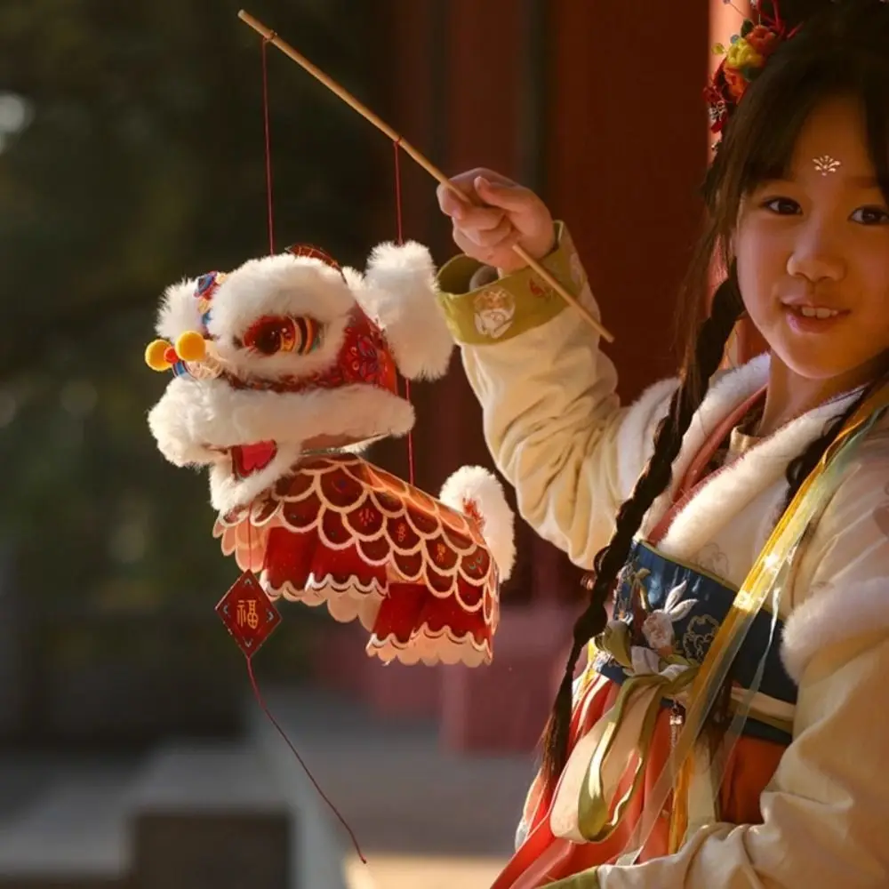 Handgefertigte Löwentanz-Laterne im chinesischen Stil, traditionelles DIY-Materialpaket, tragbare Laterne zum Jahr des Pferdes, Neujahrslaterne – Detail 5