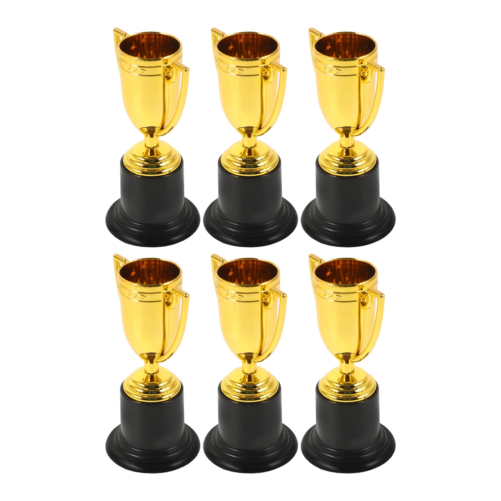 6pcs Golden Plastic Trophies Award Trophy Cup Kids Favor Sport Competition Souvenirs Team Sports Plastic Awards Game Prizes