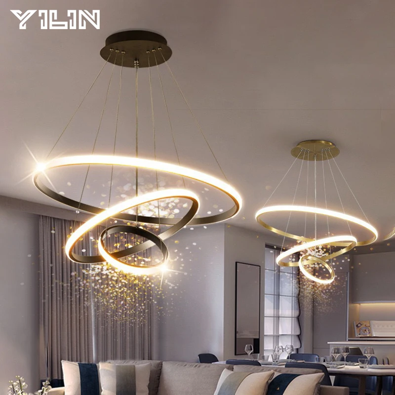 Lámpara De Luz Colgante De Lujo Anillo Circular LED Para Comedor, Dormitorio, Villa Y Caleras - China Moderno Anillo LED Iluminación De Techo Chandelier, Decoración Interior Comedor Vtíbulo Lámpara Colgante