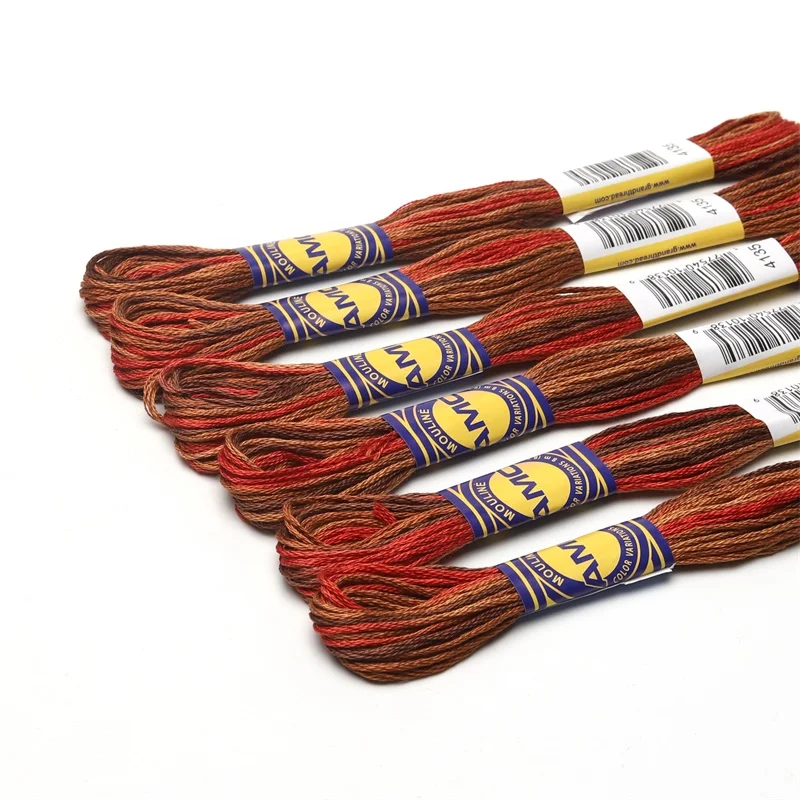 6 Pcs Variegated Cross Stitch Thread 8.7 Yards Skein Mouline Variation