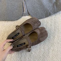 Bailamos New Brand Women Spilt Toe Flats Round Toe Shallow Slip On Ladies Casual Ballet Shoes Soft Leather Eelgant Dress Shoes M - Image 6