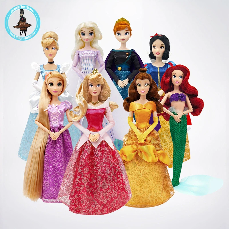 

New Hot Disney Frozen Princess Series Figure Model Dolls Cute Anime Aisha Snow White Belle Ariel Cinderella Children Toys Gifts