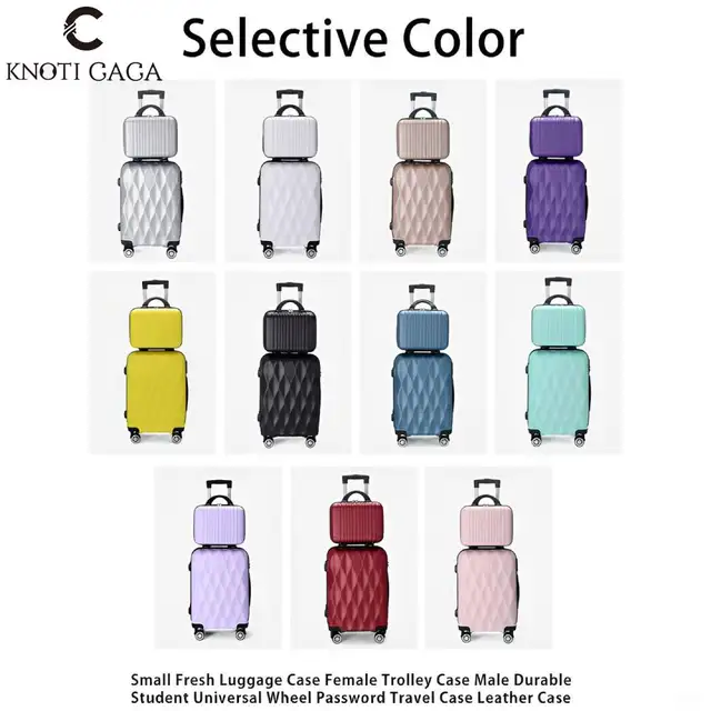 Ensemble de bagages 2 pièces, valise cosmétique 14 pouces + valise cabine 20 pouces, bagages rigides en ABS avec motif feuille en relief et serrure à combinaison 1