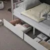 White Metal Bunk Bed Twin Over Twin with Storage Drawers Built-in Ladder Safety Guardrail Space Saving Solution Kids Room 4